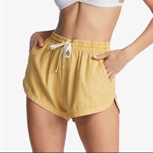 Billabong Women's Yellow Elastic Drawstring Athletic Shorts